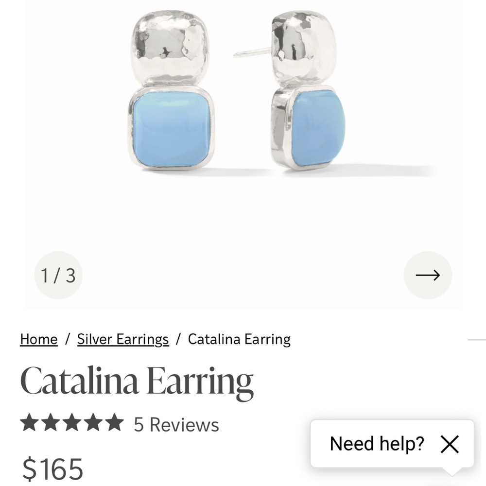 NWT Julie Vos Catalina Earrings in Chalcedony and silver